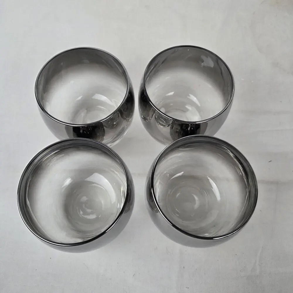 Vintage 1950s Lusterware Dorothy Thorpe Silver Fade Roly Poly Glasses Decanter